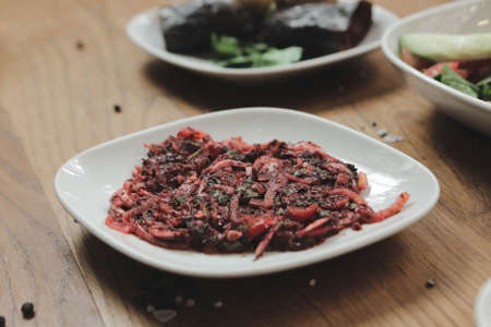 Traditional Turkish and Greek dinner appetizer tableの写真素材