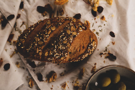 delicious natural aesthetic baked breadの写真素材