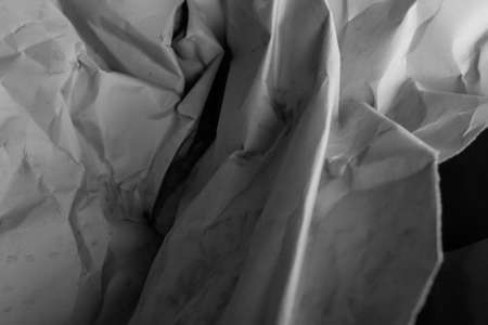 White creased crumpled paper background grunge texture backdropの写真素材