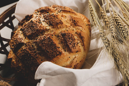 delicious natural aesthetic baked breadの写真素材