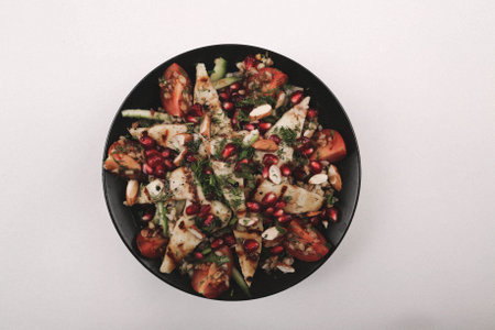 Fresh salad plate with mixed greensの写真素材