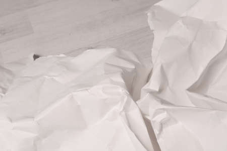 White creased crumpled paper background grunge texture backdropの写真素材
