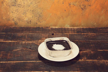 Tasty chocolate pudding on the tableの写真素材