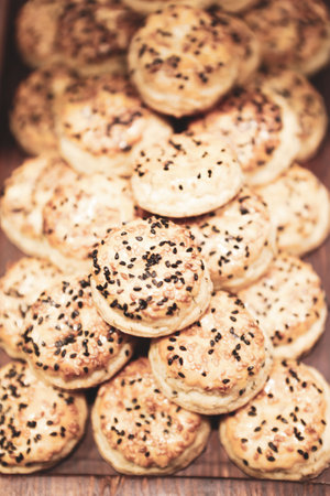Group of assorted cookies. Chocolate chip, oatmeal raisin, white chocolateの写真素材