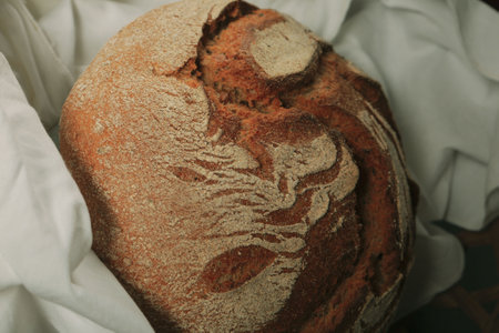 delicious natural aesthetic baked breadの写真素材