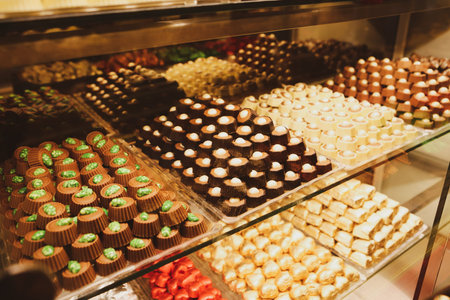 a lot of variety chocolate pralines