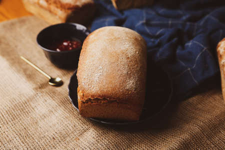 delicious natural aesthetic baked breadの写真素材