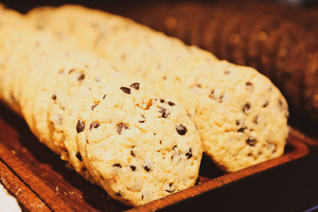 Group of assorted cookies. Chocolate chip, oatmeal raisin, white chocolate