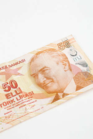 Turkish currency, Turkish lira banknotesの写真素材