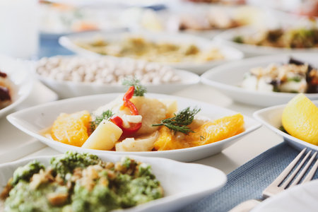 Traditional Turkish and Greek dinner appetizer table