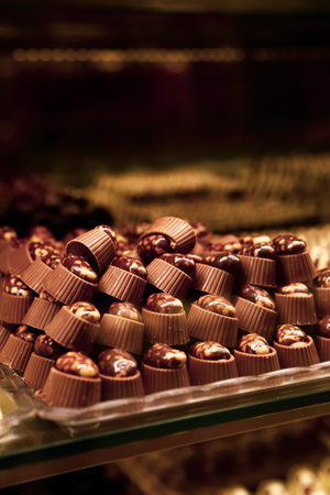 a lot of variety chocolate pralines