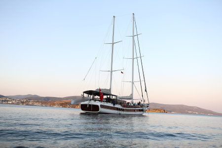 motor yacht in the seaの写真素材