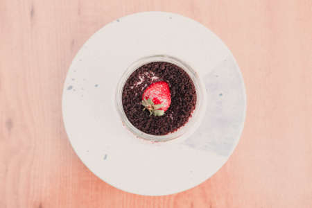 Very delicious dessert in jars, sweet and cakes in jarsの写真素材