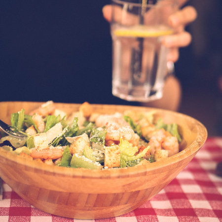 Fresh salad plate with mixed greensの写真素材
