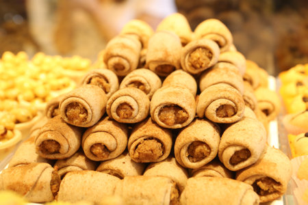 Group of assorted cookies. Chocolate chip, oatmeal raisin, white chocolateの写真素材