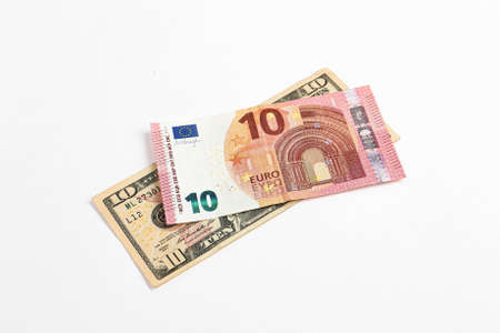 US dollar and Euro banknote moneyの写真素材