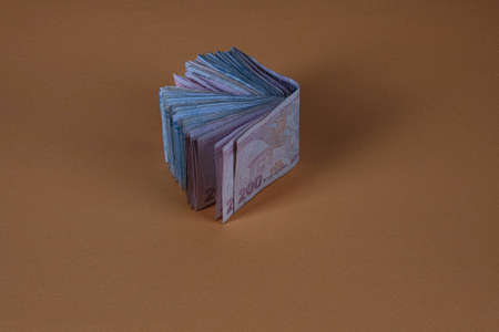 Turkish currency, Turkish lira banknotesの写真素材