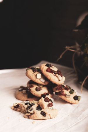 cookies with dark chocolate chipsの写真素材