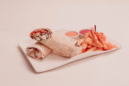 delicious meat durum, turkish kebab, sandwich wrapの写真素材