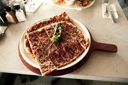 Traditional turkish baked dish pide. Turkish pizza pide, Middle eastern appetizers. Turkish cuisine....