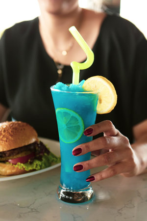 Alcohol cocktail drink on the table in restaurantの写真素材