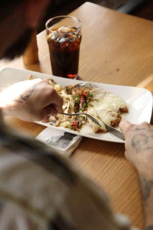 Tasty chicken meal on the tableの写真素材