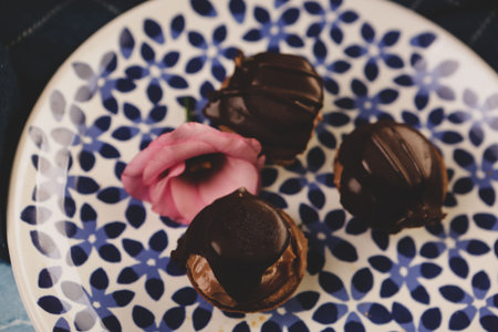 Board with delicious cake on table