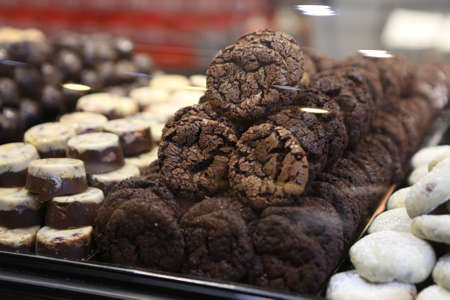 Group of assorted cookies. Chocolate chip, oatmeal raisin, white chocolateの写真素材