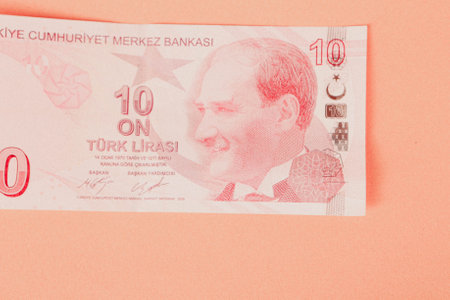 Turkish currency, Turkish lira banknotesの写真素材