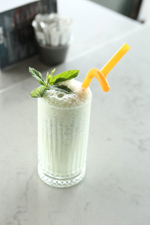 Turkish Drink Ayran or Kefir / Buttermilk made with yogurt.の写真素材