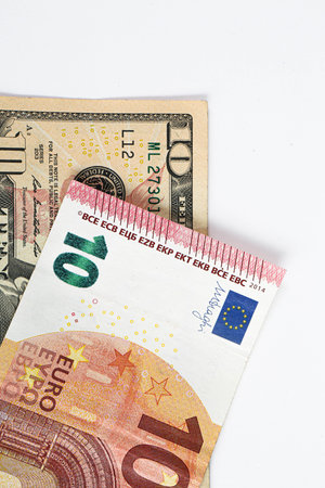 US dollar and Euro banknote money