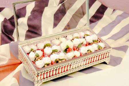 a lot of variety chocolate pralinesの写真素材