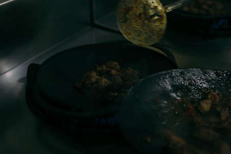 Meat Saute Turkish Meat Saute with Hair Pie Meat - Sac Frying - Sac Roastingの写真素材