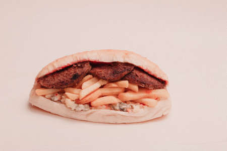 Delicious sandwich with french fries, breakfast meal.の写真素材