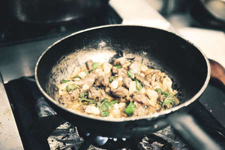 Meat Saute Turkish Meat Saute with Hair Pie Meat - Sac Frying - Sac Roastingの写真素材