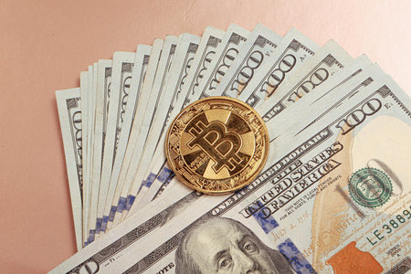 Multi Euro and Dollar cash, Different types of new generation banknotes, and bitcoin