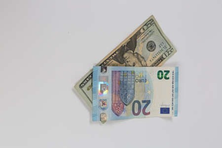 US dollar and Euro banknote moneyの写真素材