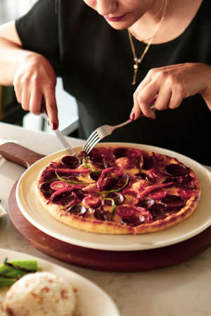 Delicious Mixture pizza Italian foodの写真素材