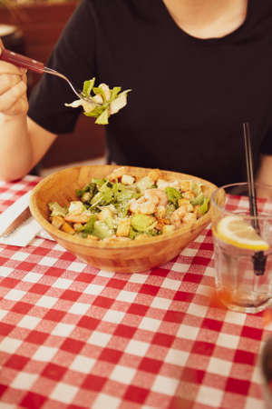 Fresh salad plate with mixed greensの写真素材