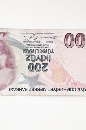 Turkish currency, Turkish lira banknotesの写真素材