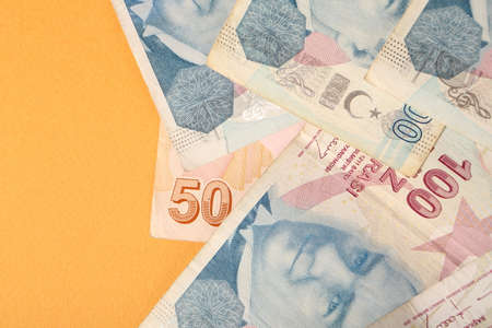 Turkish currency, Turkish lira banknotesの写真素材