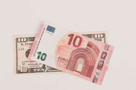 US dollar and Euro banknote moneyの写真素材
