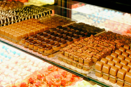 a lot of variety chocolate pralines