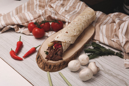 delicious meat durum, turkish kebab, sandwich wrap