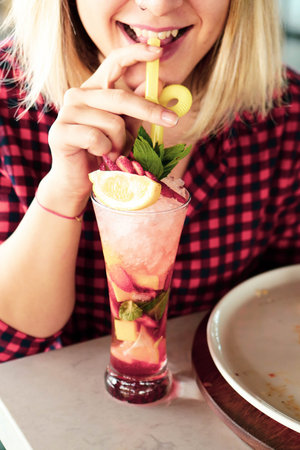 Alcohol cocktail drink on the table in restaurant