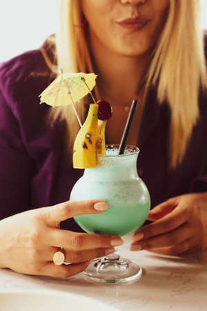 Alcohol cocktail drink on the table in restaurantの写真素材