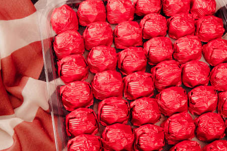 a lot of variety chocolate pralinesの写真素材