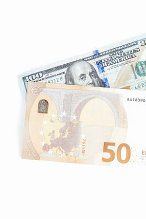 US dollar and Euro banknote moneyの写真素材