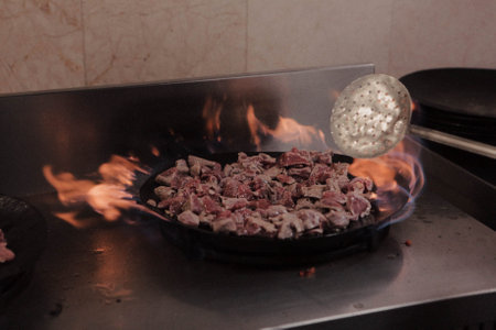 Meat Saute Turkish Meat Saute with Hair Pie Meat - Sac Frying - Sac Roastingの写真素材