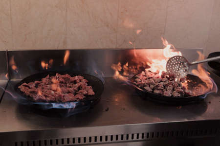 Meat Saute Turkish Meat Saute with Hair Pie Meat - Sac Frying - Sac Roastingの写真素材